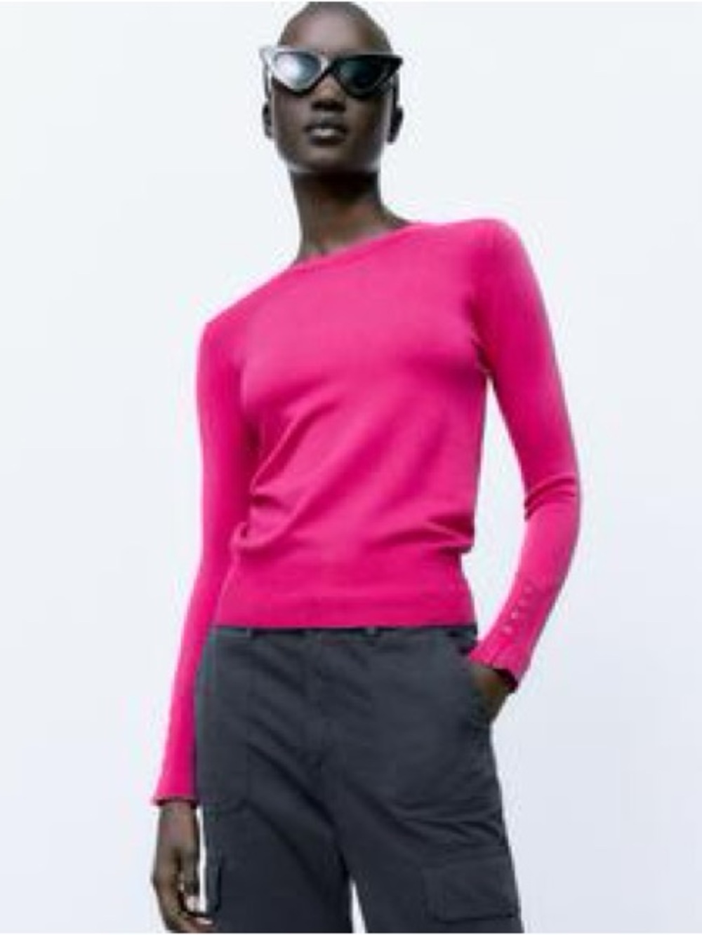 Zara Hot Pink crewneck Top Size:XL